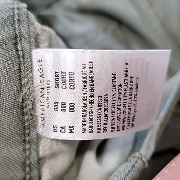 American Eagle Size 000S Washed Olive Green Mid Rise Baggy Wide Leg Cargo Pants - Picture 13 of 14